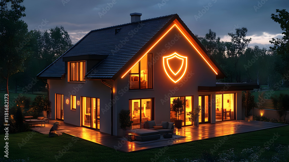 Modern House Design Illuminates Security at Night with Patio Lights Modern House Design Illuminates Security at Night with Patio Lights