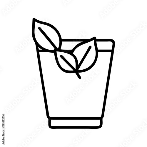mint julep icon, drinks line art, drinks vector - simple black line art icon of mint julep perfect for logos, and drinks-themed designs.