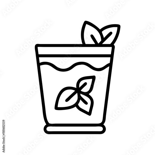 mint julep icon, drinks line art, drinks vector - simple black line art icon of mint julep perfect for logos, and drinks-themed designs.