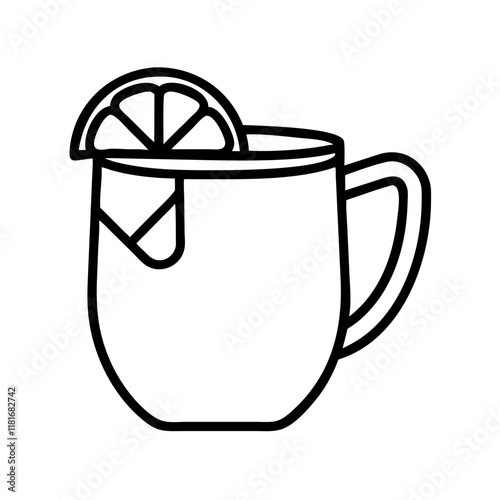 moscow mule in copper mug icon, drinks line art, drinks vector - simple black line art icon of moscow mule in copper mug perfect for logos, and drinks-themed designs.