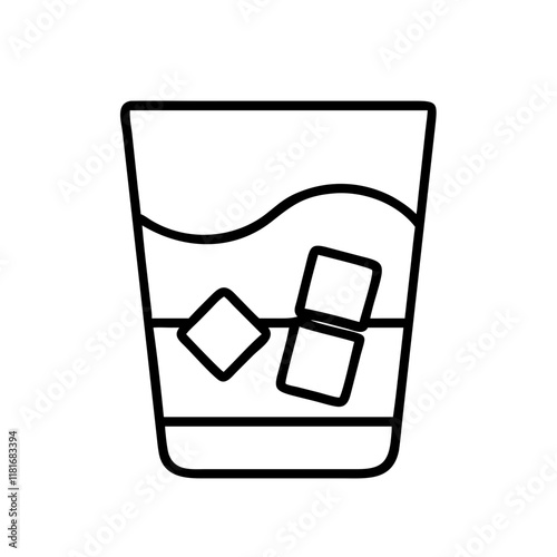 rum and coke icon, drinks line art, drinks vector - simple black line art icon of rum and coke perfect for logos, and drinks-themed designs.