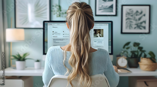 Woman Works Remotely: Produ...