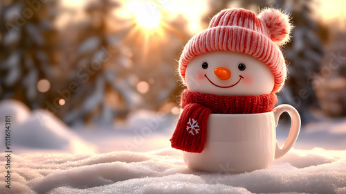 Smiling Snowman in Mug Gree...