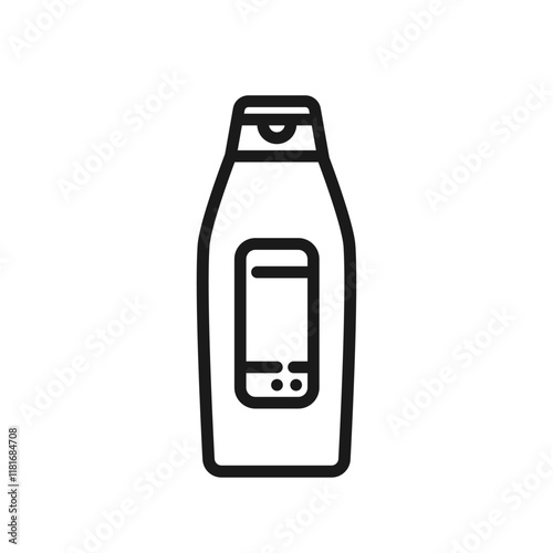 Cosmetic bottle line icon design. Shampoo, shower gel, conditioner packaging. Editable stroke. Skin and hair hygiene product. Great for web and mobile design. Vector illustration isolated on white