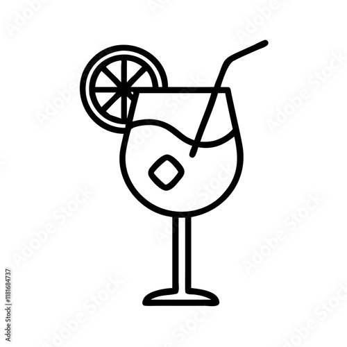 aperol spritz icon, drinks line art, drinks vector - simple black line art icon of aperol spritz perfect for logos, and drinks-themed designs.