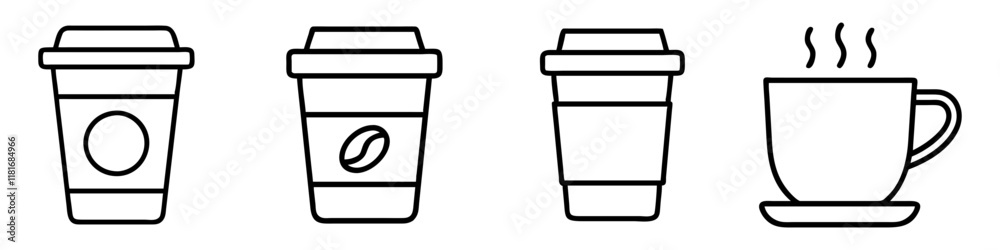 coffee cup icon, drinks line art, drinks vector - simple black line art icon of coffee cup perfect for logos, and drinks-themed designs. coffee cup icon, drinks line art, drinks vector - simple black line art icon of coffee cup perfect for logos, and drinks-themed designs.