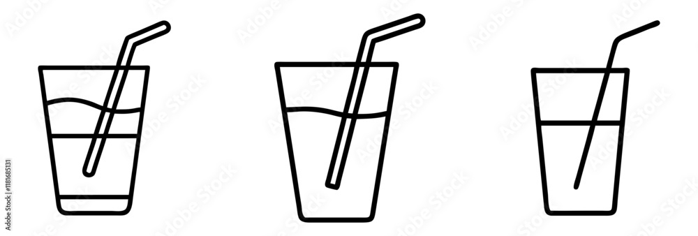 drinking straw in glass icon, drinks line art, drinks vector - simple black line art icon of drinking straw in glass perfect for logos, and drinks-themed designs. drinking straw in glass icon, drinks line art, drinks vector - simple black line art icon of drinking straw in glass perfect for logos, and drinks-themed designs.