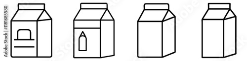 milk carton icon, drinks line art, drinks vector - simple black line art icon of milk carton perfect for logos, and drinks-themed designs.