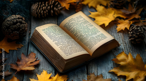 Open Book Rests on Wood wit...