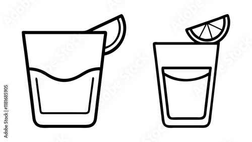 tequila shot icon, drinks line art, drinks vector - simple black line art icon of tequila shot perfect for logos, and drinks-themed designs.