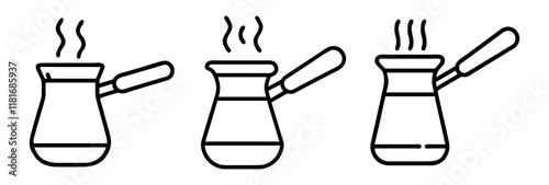 turkish coffee icon, drinks line art, drinks vector - simple black line art icon of turkish coffee perfect for logos, and drinks-themed designs.