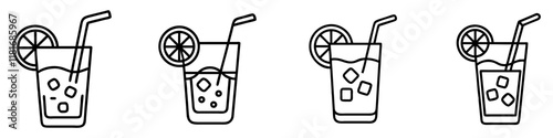 arnold palmer lemonade and iced tea icon, drinks line art, drinks vector - simple black line art icon of arnold palmer lemonade and iced tea perfect for logos, and drinks-themed designs.