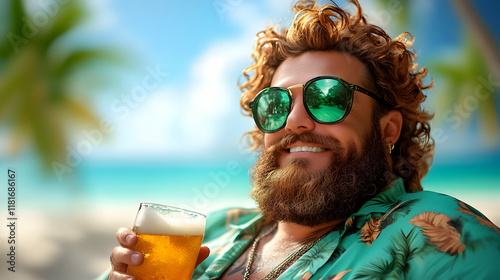 Man Enjoys Cold Beer on Tro...