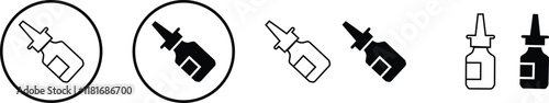 Medicine drop bottles icon set dropper and ampule realistic mockups. Vector containers of plastic and glass for eye drops and nose or nasal spray pipette or eyedropper and vial medical package design