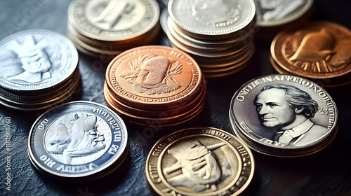Coins Stacked Close Up: Exp...