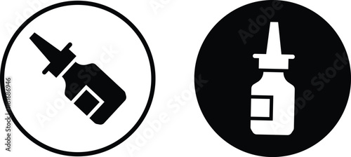 Medicine drop bottles icon set dropper and ampule realistic mockups. Vector containers of plastic and glass for eye drops and nose or nasal spray pipette or eyedropper and vial medical package design