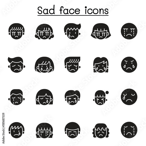 Sad face line icon