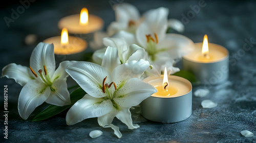White Lilies and Candles Il...