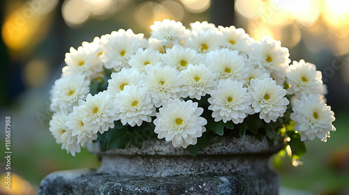 White Chrysanthemums Bloom ...