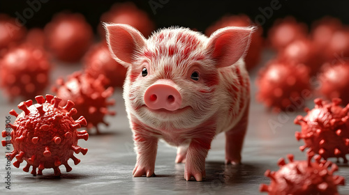 Piglet Walks Near Virus Cel...