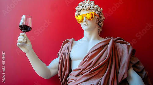 Statue Holds Wineglass with...
