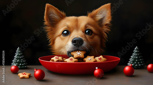 Cute Dog Eats Christmas Coo...