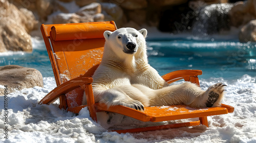Polar Bear Relaxes on Orang...