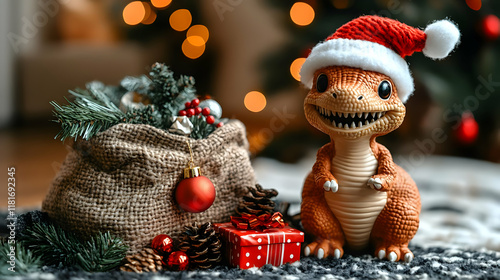 Dinosaur Celebrates Christm...