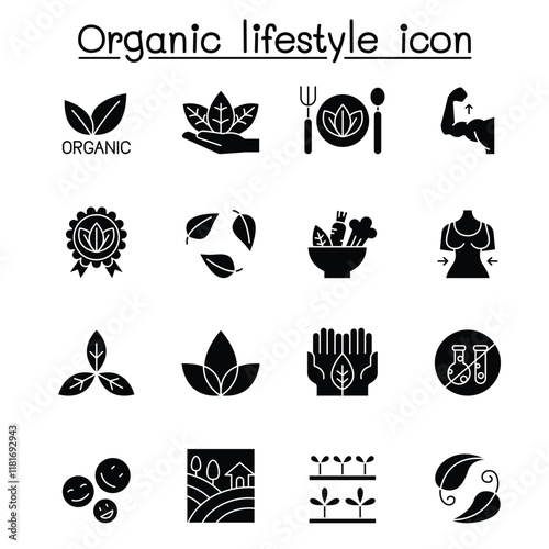 Organic lifestyle icon set in thin line style