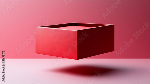 Red Cube Floats Gently Abov...
