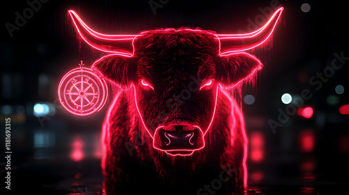 Neon Bull with Compass: Dir...