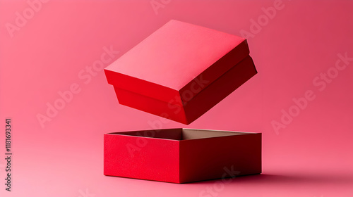 Red Gift Box Opens on Pink ...