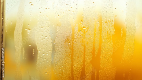 Golden Dewdrops on a Misty Windowpane: A Stunning Condensation Pattern
