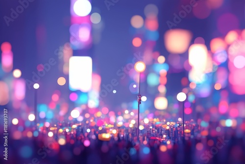 Times Square in New York City, blurred and defocused, with lights aglow at night and a taxi cab in view