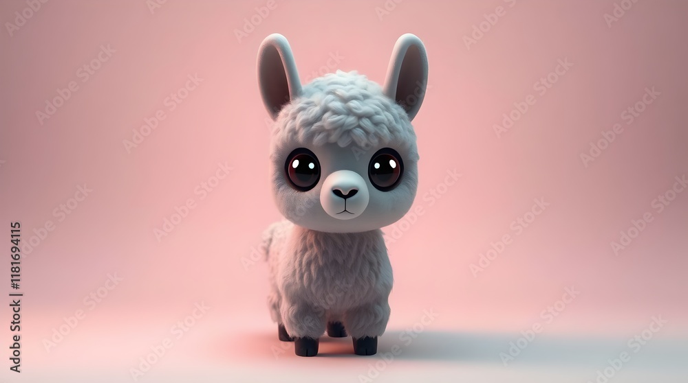 Naklejka premium lively cartoon alpaca design on bright background for branding and advertising