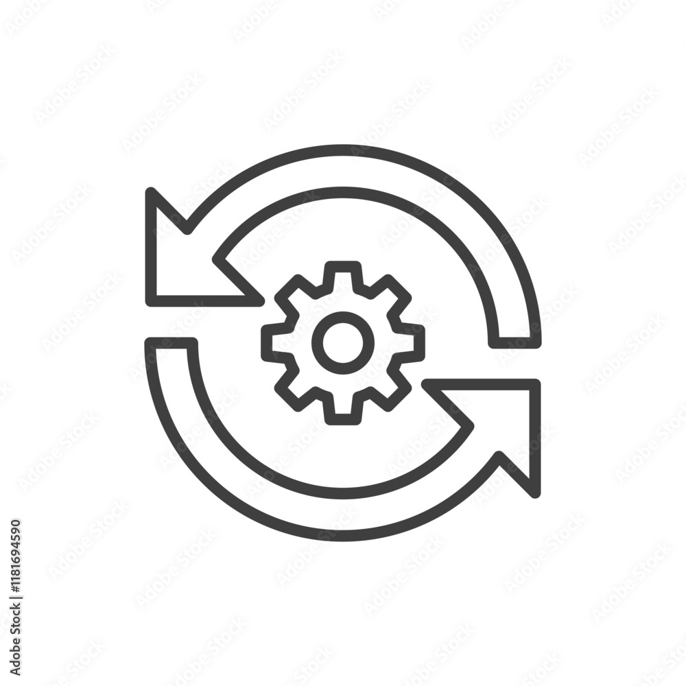 Sync setting icon. Simple outline style. Process, update, setup, reload, simple, change, personal, pictogram, refresh concept. Thin line symbol. Vector illustration isolated. SVG Sync setting icon. Simple outline style. Process, update, setup, reload, simple, change, personal, pictogram, refresh concept. Thin line symbol. Vector illustration isolated. SVG