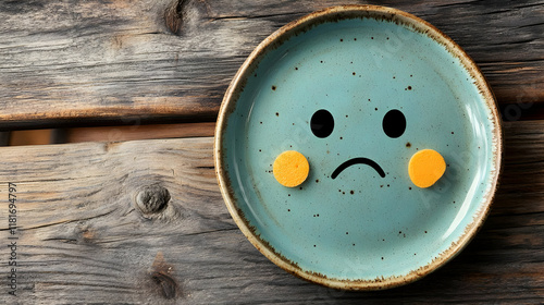 Empty Plate Shows Sad Face:...