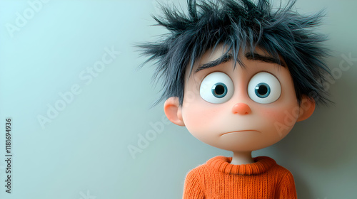 Cartoon Character Shows Sadness and Despair Quietly