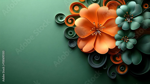 Paper Flowers and Swirls De...