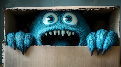 Blue Furry Monster Hiding I...