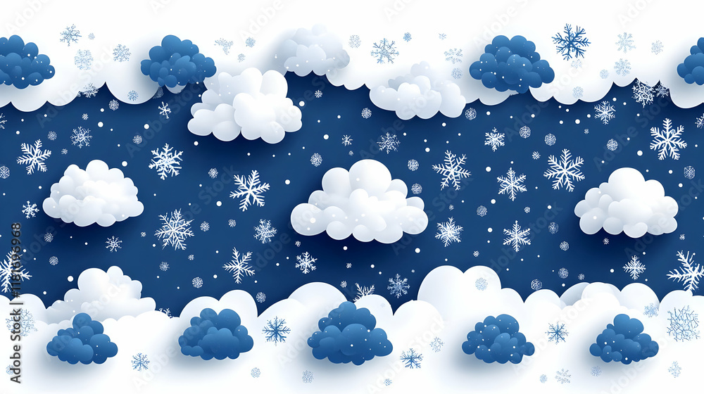 Fototapeta premium Snowflakes Fall Gently from Clouds in Winter Wonderland
