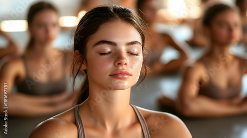 Woman Meditates in Yoga Class: Finding Inner Peace and Tranquility Free Download Woman Meditates in Yoga Class: Finding Inner Peace and Tranquility - GFXLoad