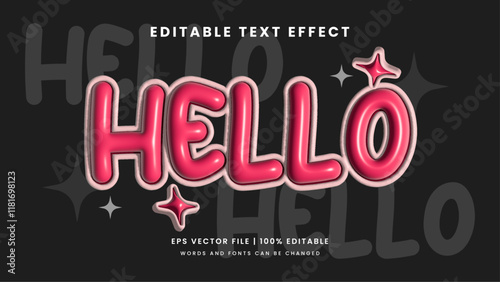 Slika na platnu Hello retro 3d inflated editable text effect template