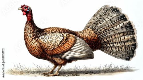 Wild Turkey Displays Fanned...