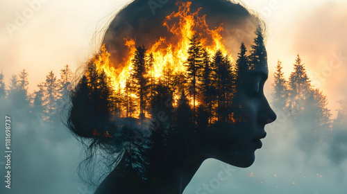 Wildfire Burns in Forest: C...