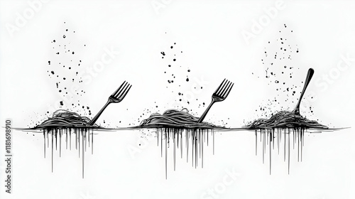 Fork Dipped in Noodles Drip...