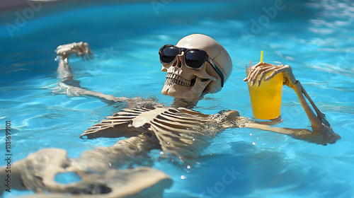 Skeleton Relaxes in Pool: S...