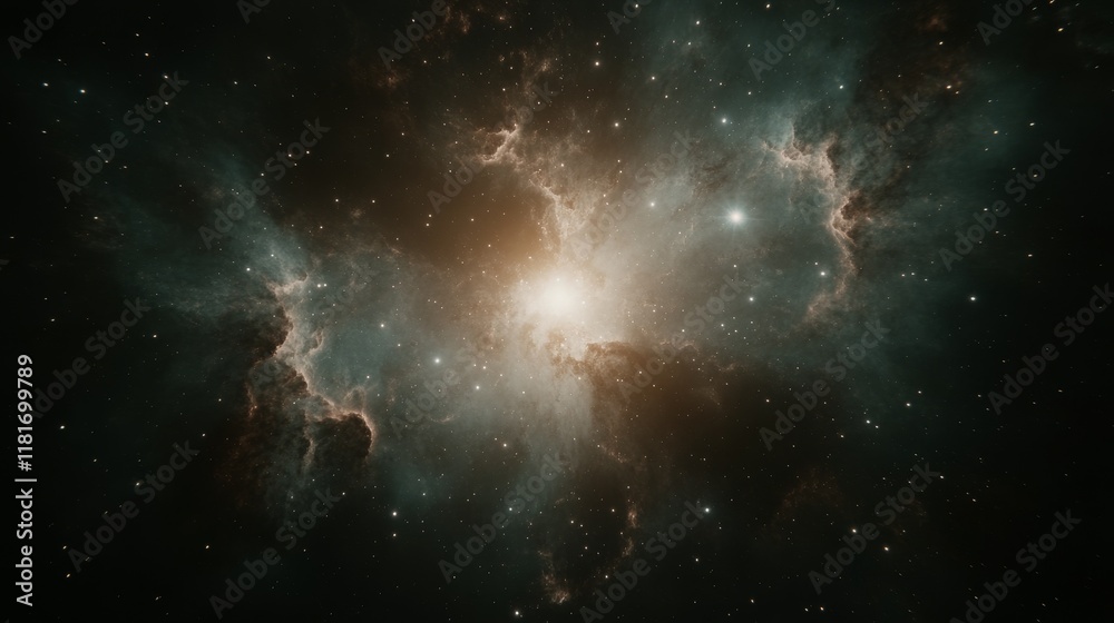 Naklejka premium Celestial Nebula Cosmic Dust and Stellar Light