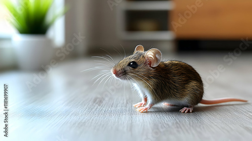Tiny Mouse Explores Floor w...