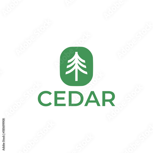 Cedar pine tree logo nature organic environment icon symbol illustration